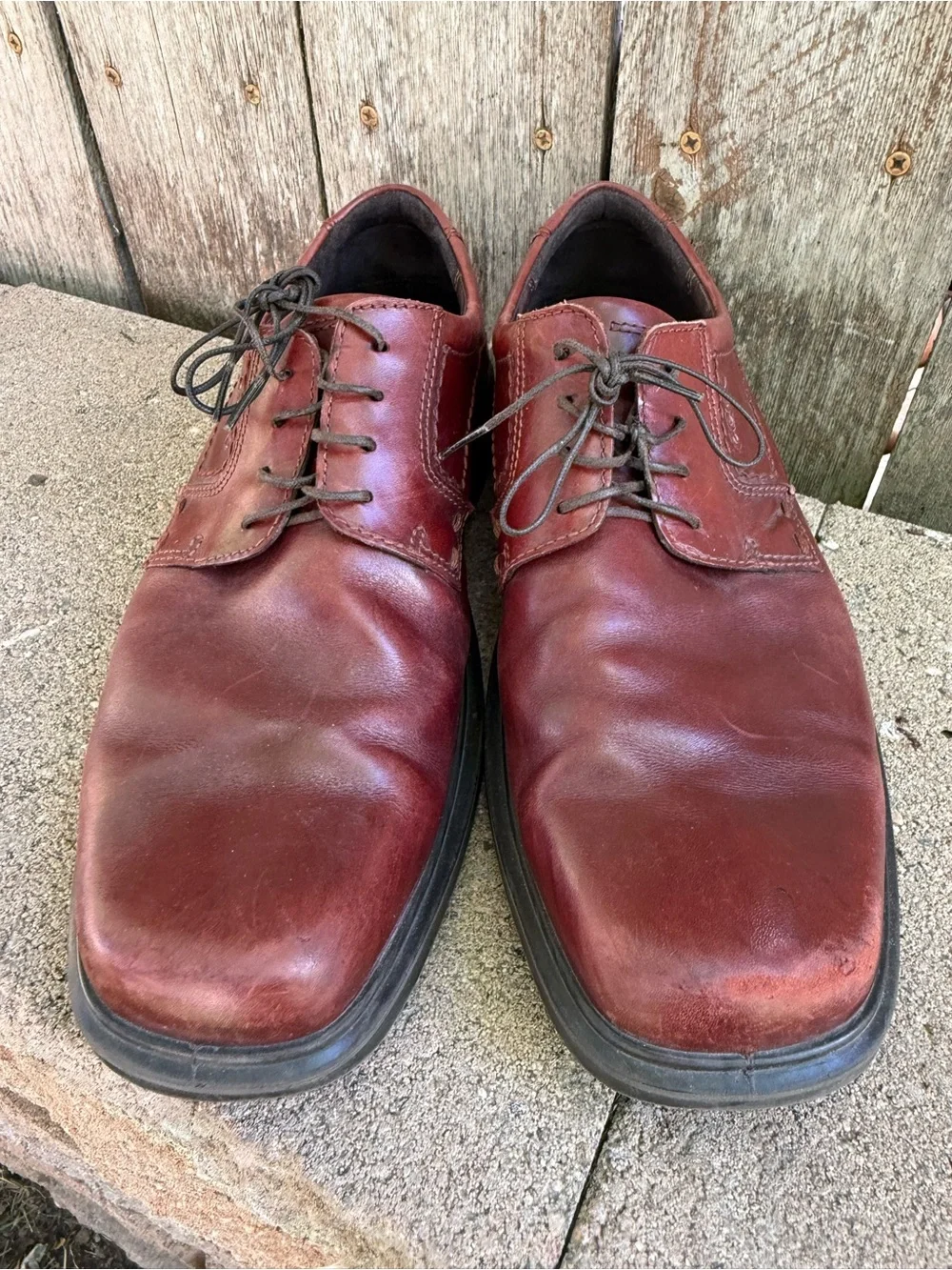 Ecco Men's Chestnut Brown Leather Derby Lace Up Shoes Size 45
